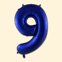 Фольгована кулька 32 (дюйми) синього кольору, цифра 9