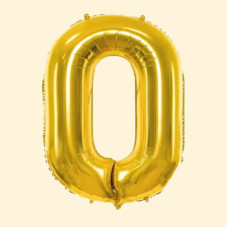 Фольгована кулька 32 (дюйми) золотого кольору, цифра 0 