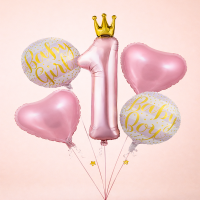 Набір кульок цифра 1 для дівчинки