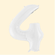 Фольгована кулька 32 (дюйми) білого кольору, цифра 4