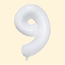 Фольгована кулька 32 (дюйми) білого кольору, цифра 9