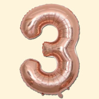 Фольгована кулька 32 (дюйми) кольору рожеве золото, цифра 3