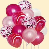 Набір кульок "Мармур" 14 шт малиновий