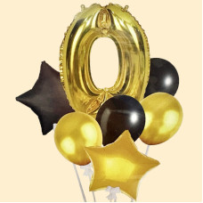 Набір повітряних кульок з фольгованою цифрою "Black"- 0