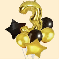 Набір повітряних кульок з фольгованою цифрою  "Black"-3