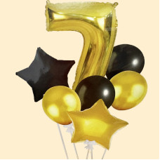 Набір повітряних кульок з фольгованою цифрою "Black"- 7