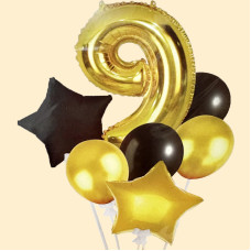 Набір повітряних кульок з фольгованою цифрою "Black"- 9