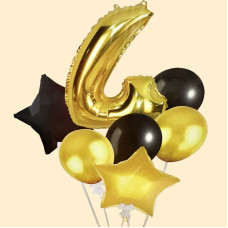 Набір повітряних кульок з фольгованою цифрою "Black"-4