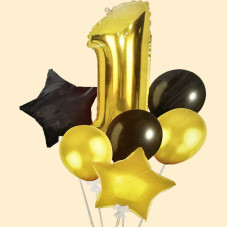 Набір повітряних кульок з фольгованою цифрою "Black"-1