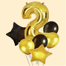 Набір повітряних кульок з фольгованою цифрою"Black"-2