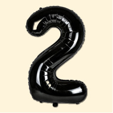 Фольгована кулька 32 (дюйми) чорного кольору, цифра 2