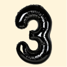 Фольгована кулька 32 (дюйми) чорного кольору, цифра 3