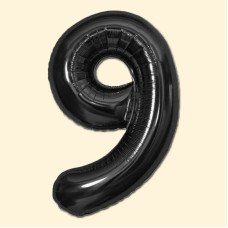 Фольгована кулька 32 (дюйми) чорного кольору, цифра 9