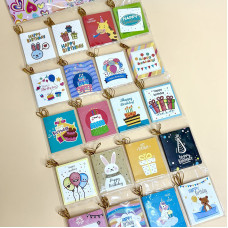 Вітальні листівки з днем народження різнокольорові "Міні" 128 шт