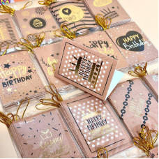Листівки Happy Birthday з золотим тисненням "Міні" 128 шт