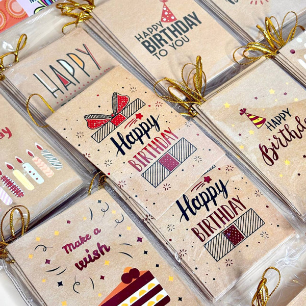 Листівки Happy Birthday з золотим тисненням "Міні" 128 шт