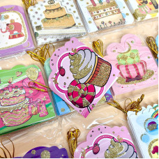 Святкові листівки з днем народження, різнокольорові "Міні" 128 шт