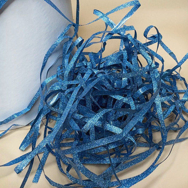 Блискучий наповнювач  для подарункових коробок 0.5 кг синій