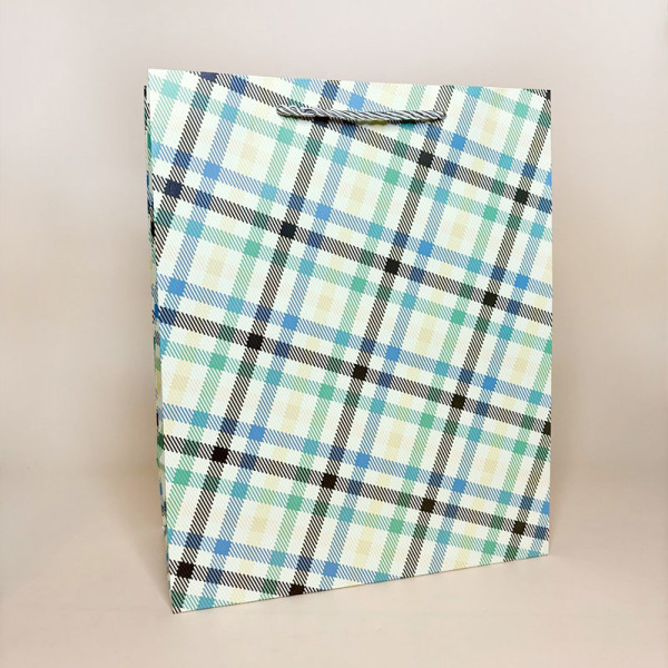 Подарункові пакети у клітинку з ручками "Men" розмір M