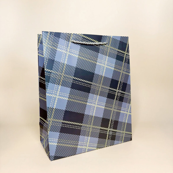Подарункові пакети у клітинку з ручками "Men" розмір M