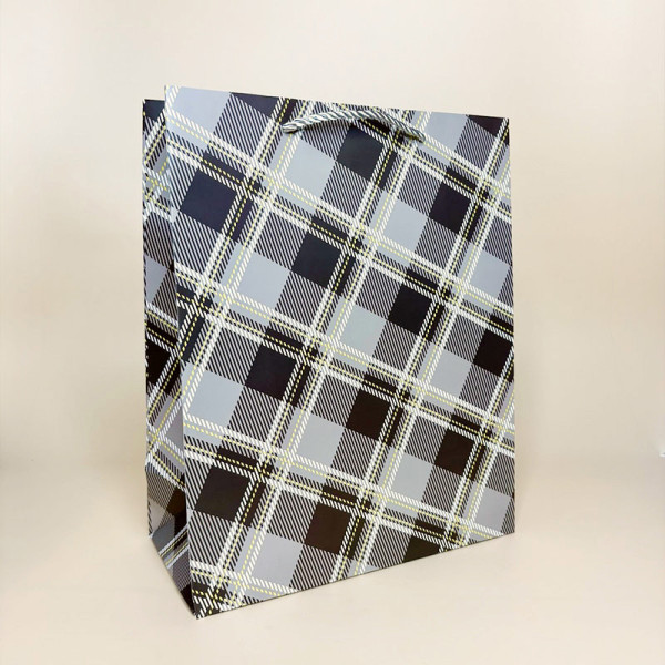 Подарункові пакети у клітинку з ручками "Men" розмір M