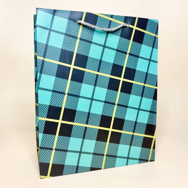 Подарункові пакети у клітинку з ручками "Men" розмір M