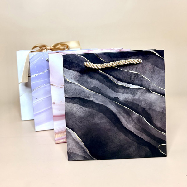 Подарункові пакети з мармуровим малюнком "Тренд" розмір S