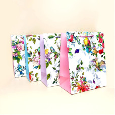 Подарунковий пакет з квітами та пташками розмір S