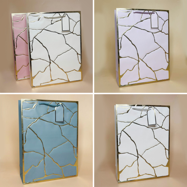 Пакети для подарунків з біркою  Пакети для подарунків з біркою Marble розмір L