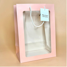 Подарункові пакети з прозорим екраном рожевого кольору 