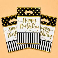 Пакети для подарунків та декору happy birthday чорні