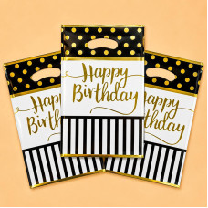 Пакети для подарунків та декору happy birthday чорні