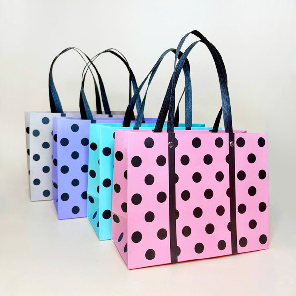 Подарункові пакети у горошок з ручками "Dots" розмір S