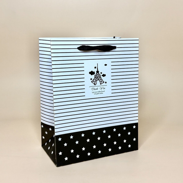 Подарункові пакети в чорно-білому дизайні "Paris" розмір S