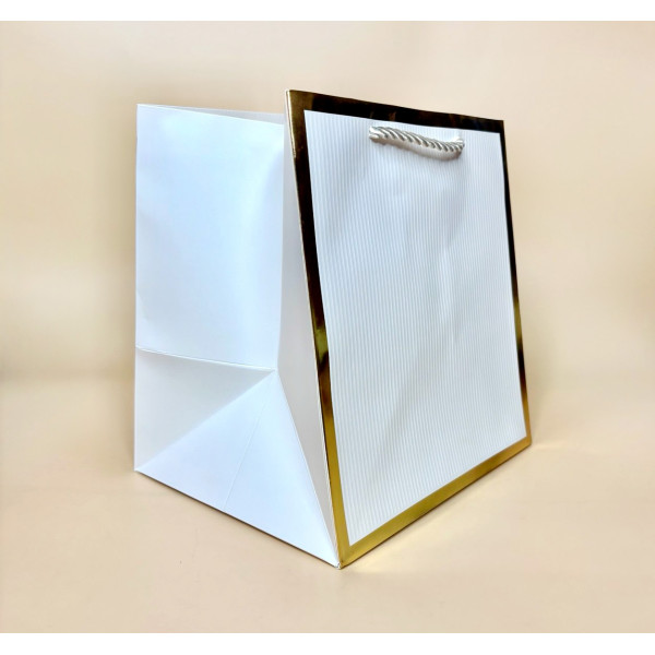 Пакети подарункові з золотистою рамкою серія "Куб" розмір M