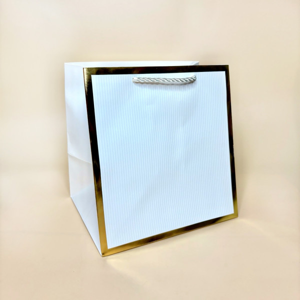 Пакети подарункові з золотистою рамкою серія "Куб" розмір M