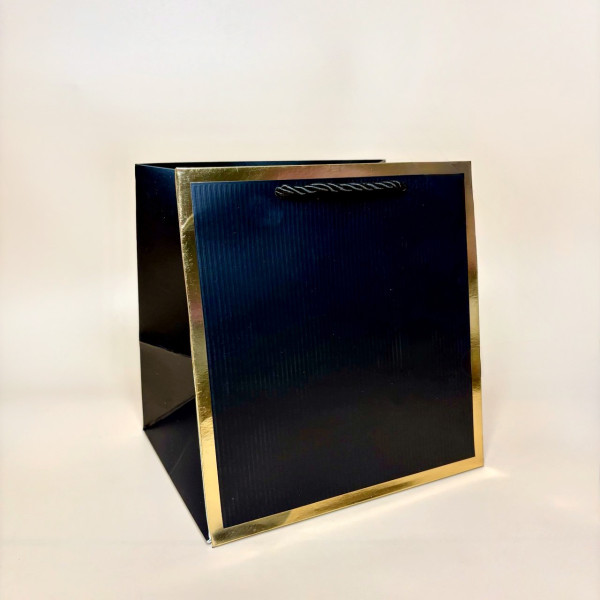 Пакети подарункові з золотистою рамкою серія "Куб" розмір M