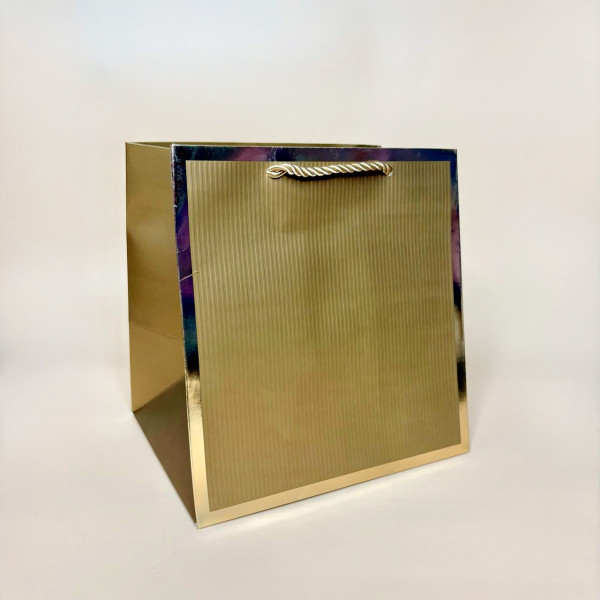 Пакети подарункові з золотистою рамкою серія "Куб" розмір M