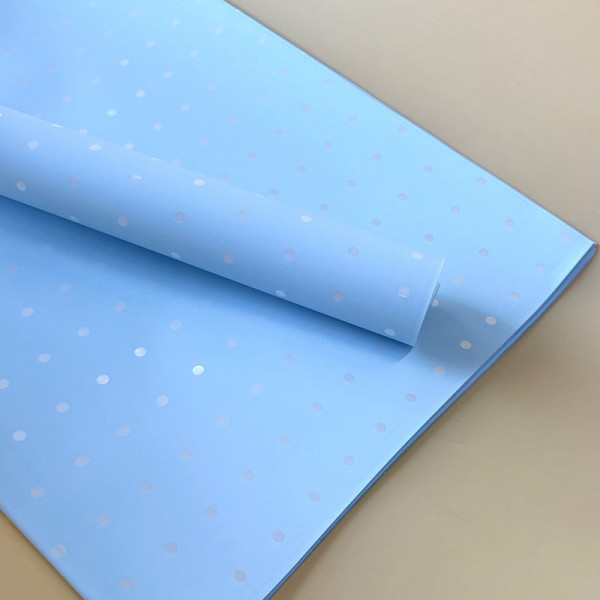 Калька щільна блакитна в горошок (у листах)