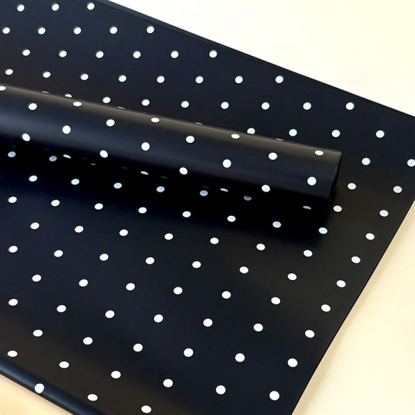 Калька щільна чорна в горошок (у листах)