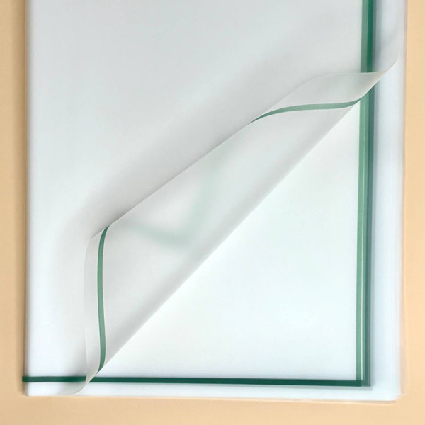 Калька матова напівпрозора зелений кант