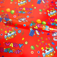 Папір для пакування подарунків, яскравий дизайн happy birthday