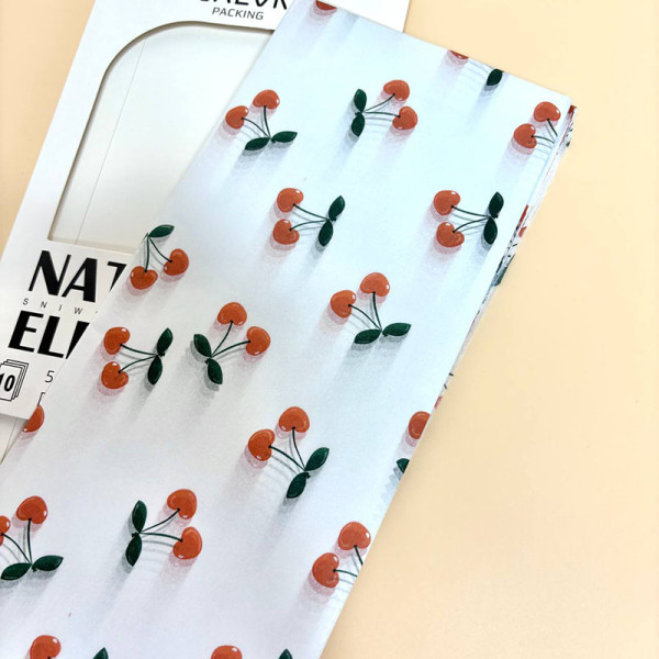 Папір тішью у листах 10 аркушів з принтом Вишня