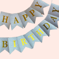 Гірлянда Happy Birthday блискуча срібного кольору
