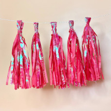 Декоративна гірлянда тассел з паперовими кисточками червона