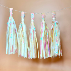 Декоративна гірлянда тассел з паперовими кисточками кремова