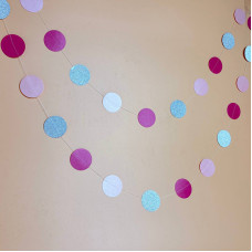Декоративна гірлянда з кругами рожевий , білий, срібло (глітер) 