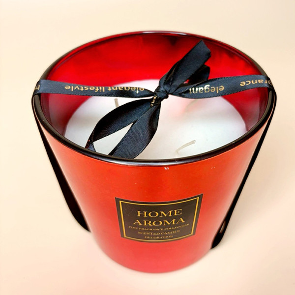 Ароматична свічка у склі Aroma Fragrance серія "Luxury" (середня) червоного кольору