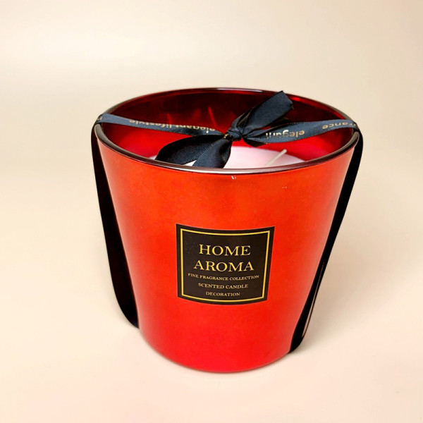 Ароматична свічка у склі Aroma Fragrance серія "Luxury" (середня) червоного кольору