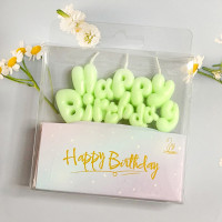 Свічка для торта «Happy Birthday» "Макарун" салатового кольору
